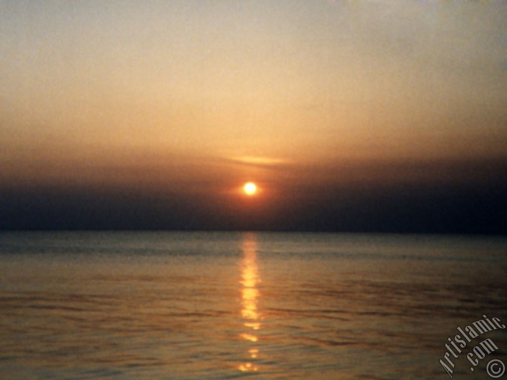 View of sunset at Guzelce shore in Istanbul city of Turkey.
